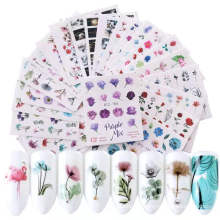24pcs Summer New Style Nail Art Watercolor Flower World Sticker Set DIY Nail Decals